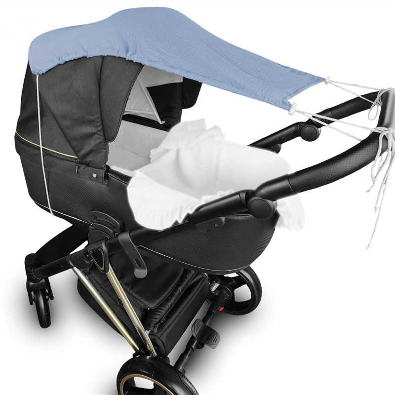 Mušelínová slnečná strieška na kočík NATURE - jeans