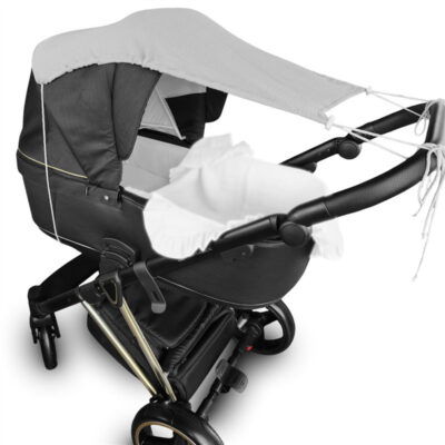 Mušelínová slnečná strieška na kočík NATURE - šedá