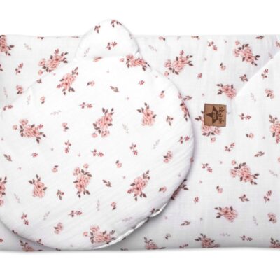 Mušelinová súpravaTeddy Little Flowers 30x35cm, 70x100cm, 2D, Baby Nellys, biela