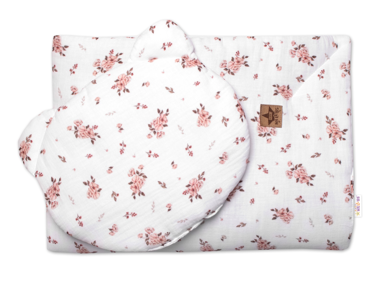 Mušelinová súpravaTeddy Little Flowers 30x35cm, 70x100cm, 2D, Baby Nellys, biela