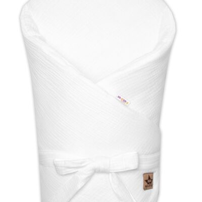 Mušelínová zavinovačka s výstužou na zaväzovanie, Baby Nellys, 75x75cm, biela