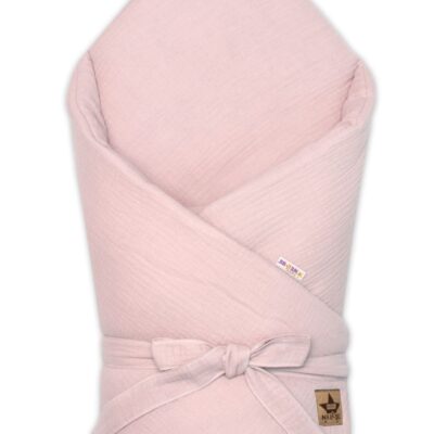 Mušelínová zavinovačka s výstužou na zaväzovanie, Baby Nellys, 75x75cm, púdrovo ružová
