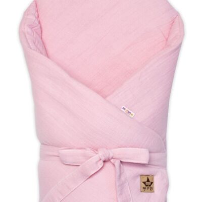 Mušelínová zavinovačka s výstužou na zaväzovanie, Baby Nellys, 75x75cm, ružová