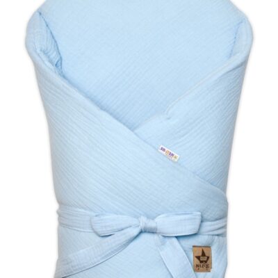 Mušelínová zavinovačka s výstužou na zaväzovanie, Baby Nellys, 75x75cm, svetlo modrá