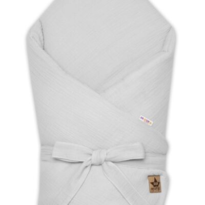 Mušelínová zavinovačka s výstužou na zaväzovanie, Baby Nellys, 75x75cm, svetlo sivá