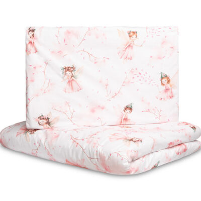Mušelínové obliečky do postieľky 135x100, Víla Ema, ružová, biela