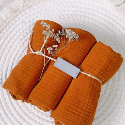 Mušelínové plienky 3D sada, 70x70 cm, Baby Nellys - tehlová