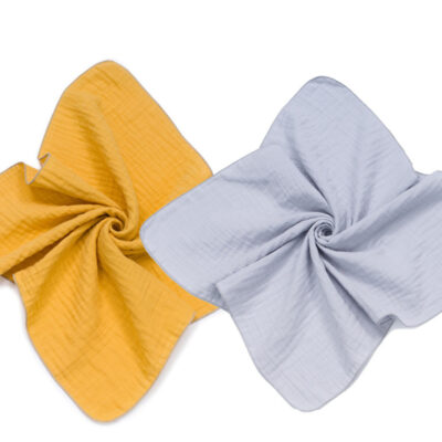 Mušelínové plienky Lux, 2D súprava 60x60 cm, horčicová/sivá