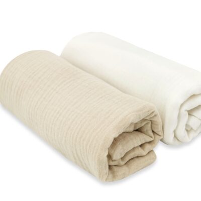 Mušelínové plienky Nature, 80x80, béžová, smotanová - 2ks