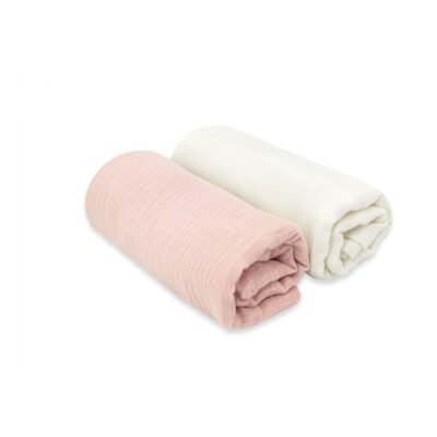 Mušelínové plienky Nature, 80x80 cm, pudrovo ružová, smotanová - 2ks
