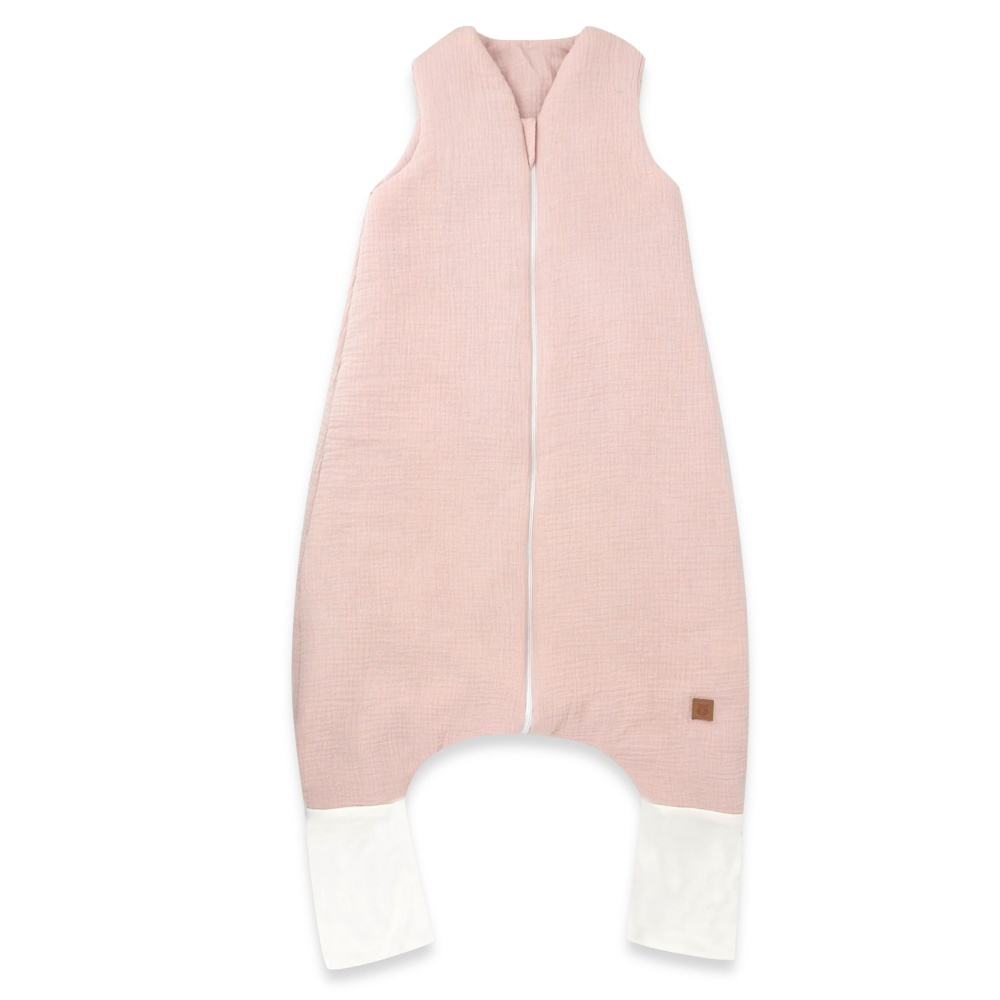 Mušelínový spací vak so zahrnovacími nohavičkami - púdrovo ružový, veľ. M