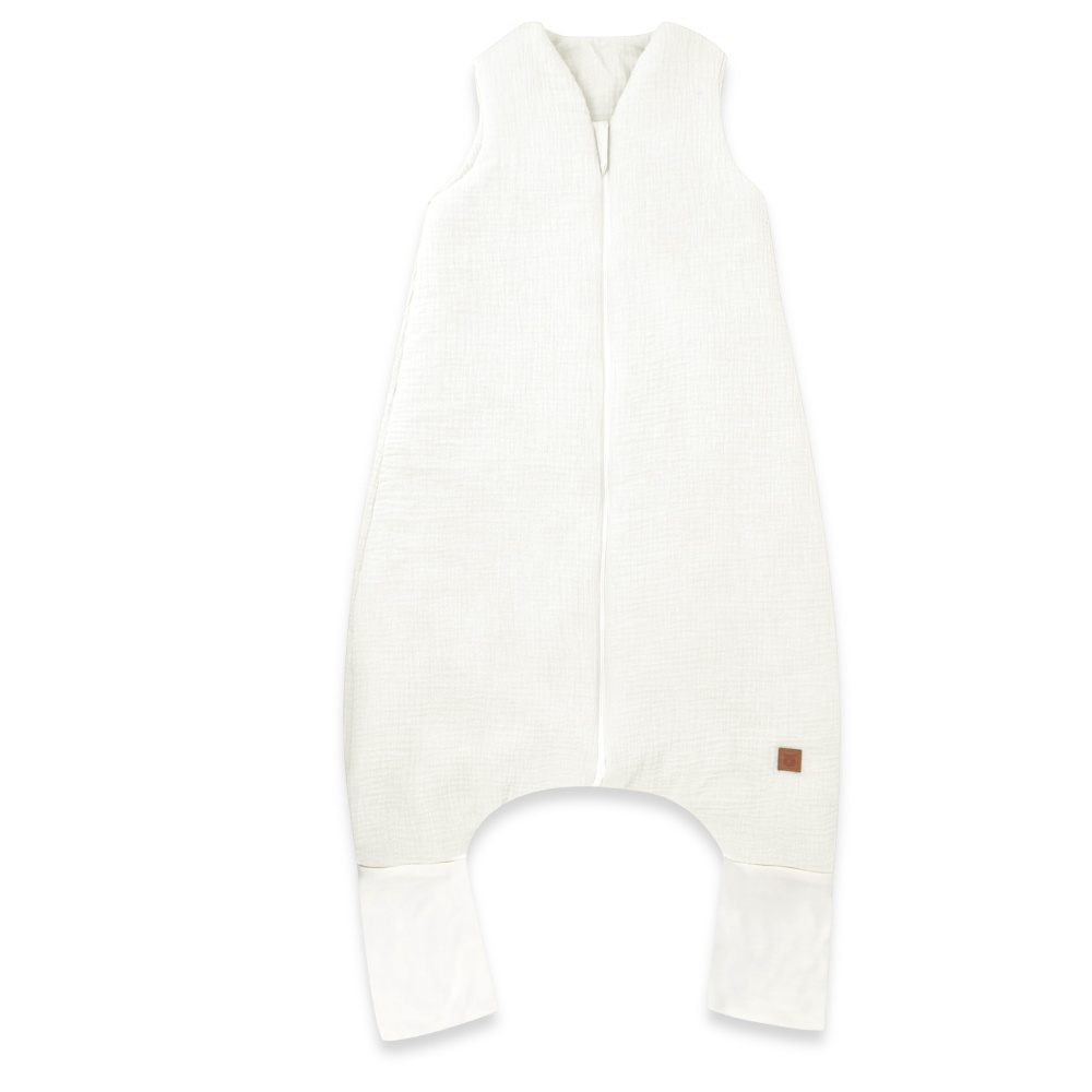 Mušelínový spací vak so zahrnovacími nohavičkami - smotanový, veľ. M