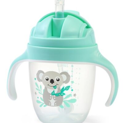 Nekvapkajúci hrnček so zaťaženou slamkou BabyOno, 240 ml, mätový