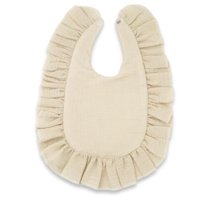 Nepremokavý mušelínový podbradník s volánikom Nature - béžový