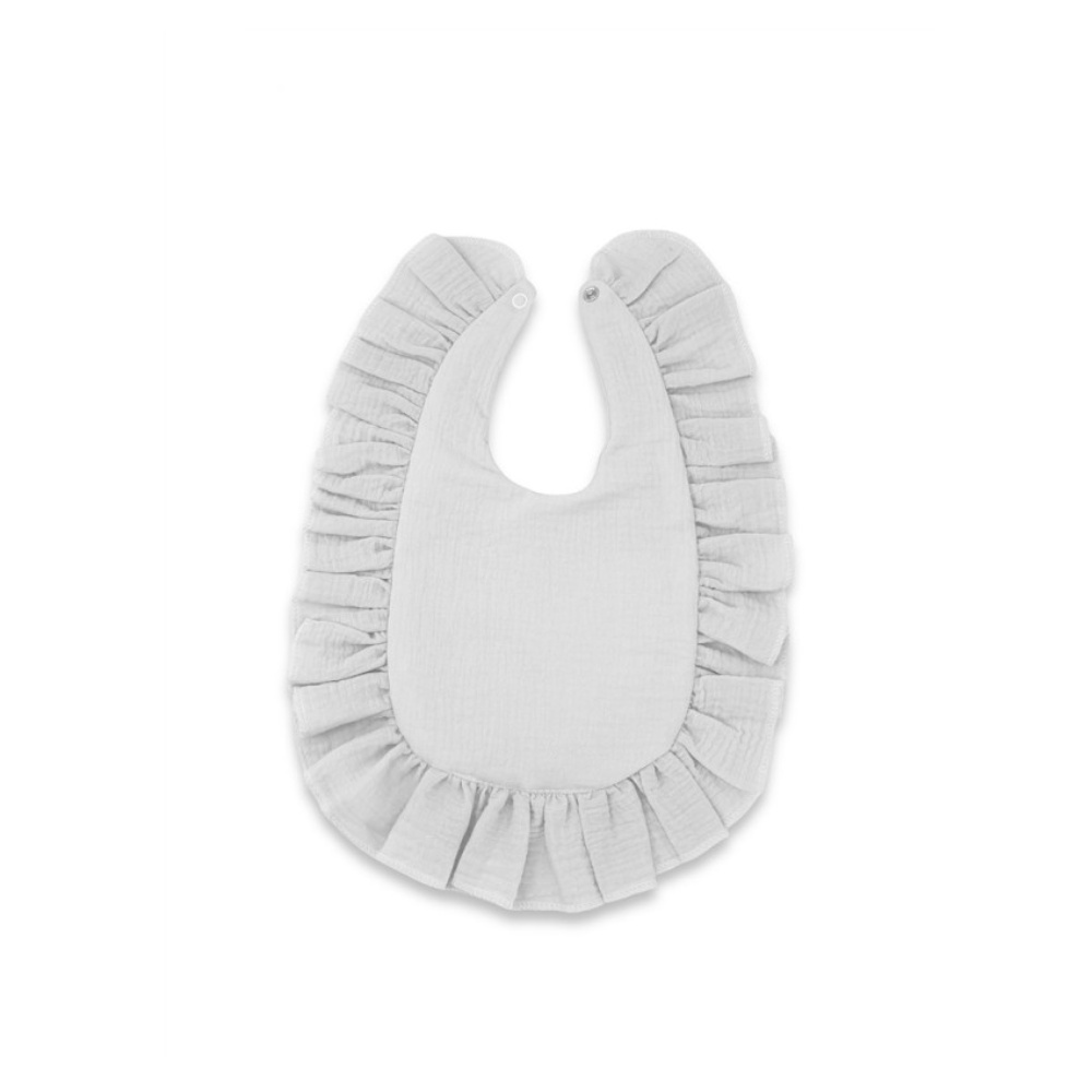 Nepremokavý mušelínový podbradník s volánikom Nature - šedá