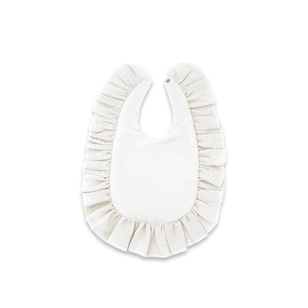 Nepremokavý mušelínový podbradník s volánikom Nature - smetanový