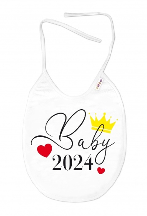 Nepremokavý podbradník, 24 x 27 cm - Baby 2024, Baby Nellys - biely