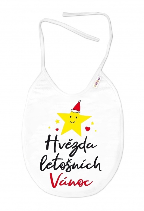 Nepremokavý podbradník, 24 x 27 cm - Hvězda letošních Vánoc, Baby Nellys - biely