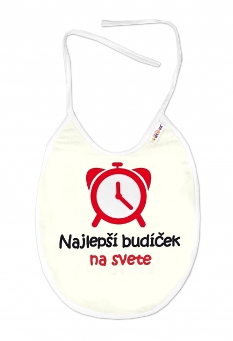 Nepremokavý podbradník, 24 x 27 cm - Najlepší budíček na svete, Baby Nellys - smotanový