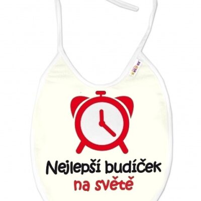 Nepremokavý podbradník, 24 x 27 cm - Nejlepší budíček na světě, Baby Nellys  - smotanový