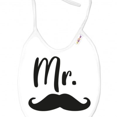 Nepremokavý podbradník Mr., 24 x 27 cm - bielo/čierny, Baby Nellys