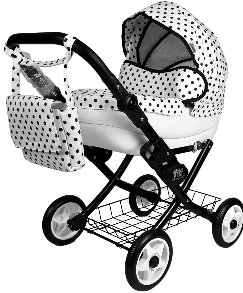 NESTOR: Detský kočík Viki (biely s bodkami)