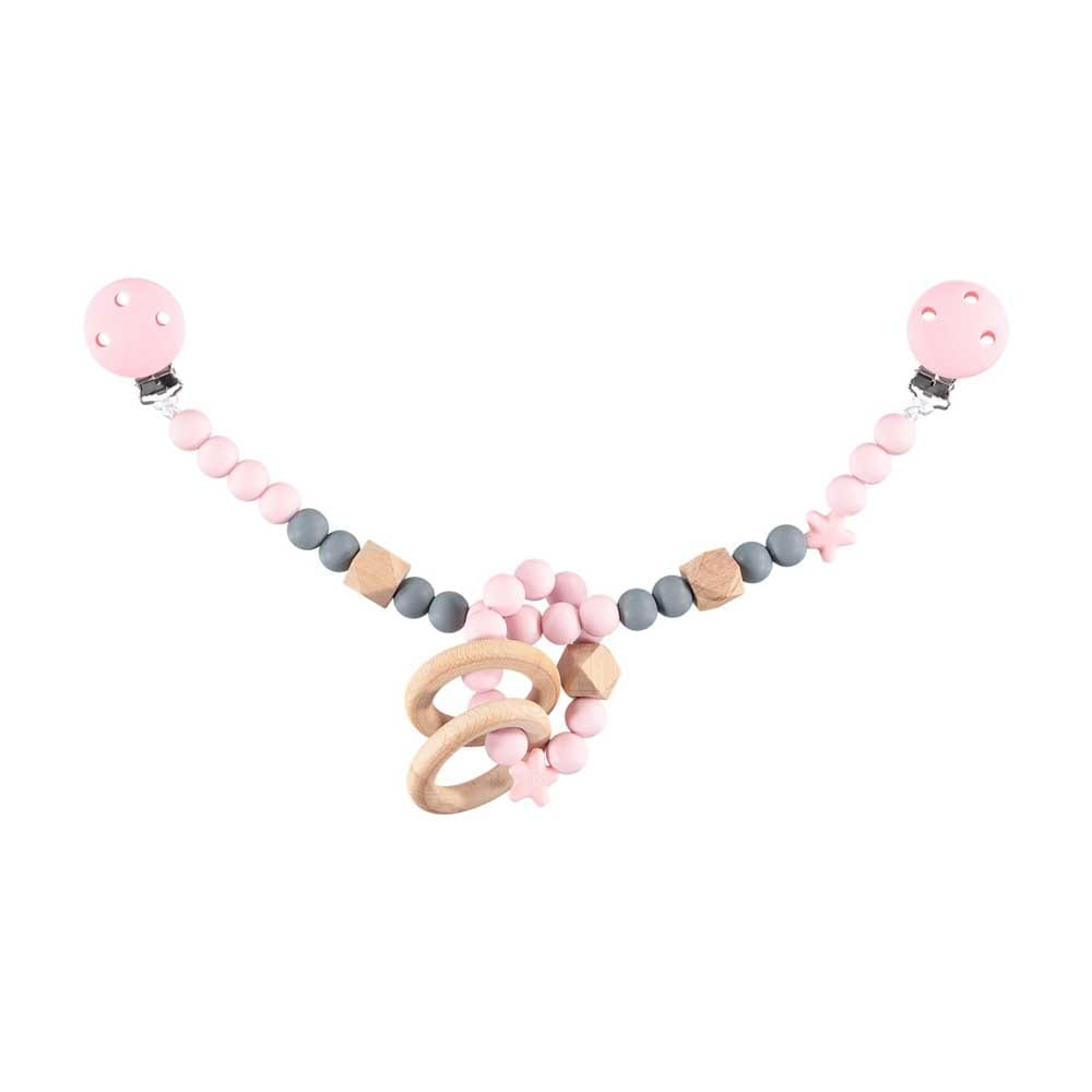 Nibbling: Silikónová retiazka s hryzátkom (ružová/sivá)