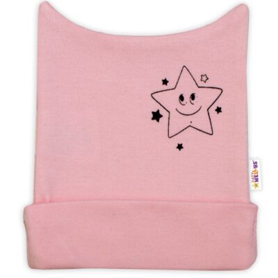 Novorodenecká čiapočka Baby Nellys, Baby Little Star - ružová, veľ. 56