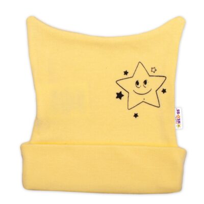 Novorodenecká čiapočka Baby Nellys, Baby Little Star - žltá, veľ. 56