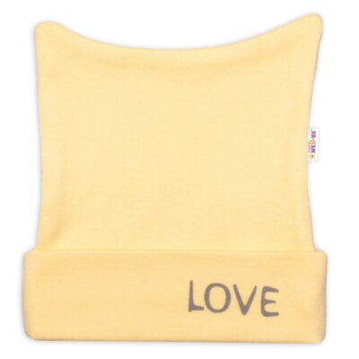 Novorodenecká čiapočka Baby Nellys, Love - žltá, veľ. 56