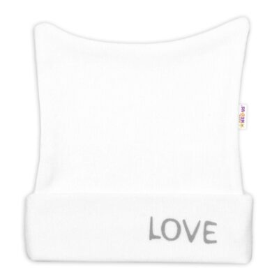 Novorodenecká čiapočka, Love - biela, veľ. 56