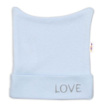 Novorodenecká čiapočka, Love - modrá, veľ. 62