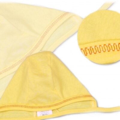 Novorodenecká čiapočka na zaväzovanie - žltá / krémová