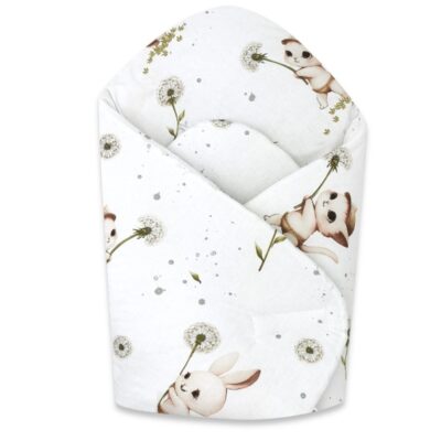 Novorodenecká zavinovačka, bavlna, Kocúrik a púpava - biela