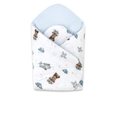 Novorodenecká zavinovačka, bavlna, Méďa pilot - biela, modrá