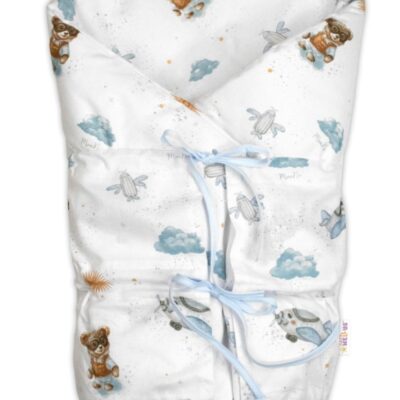 Obliečka, poťah bavlna na retro zavinovačku LALLY, Meďa pilot - biela, modrá