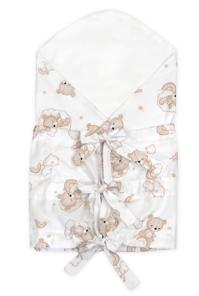 Obliečka, poťah bavlna na retro zavinovačku MAXI, 85x85cm Malý Medvedík - biela, béžová – Obrázok 3