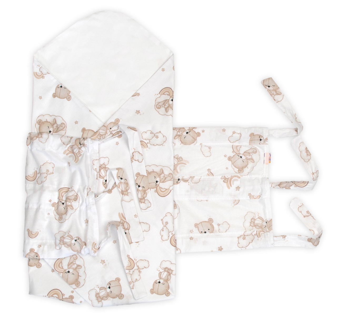 Obliečka, poťah bavlna na retro zavinovačku MAXI, 85x85cm Malý Medvedík - biela, béžová – Obrázok 4