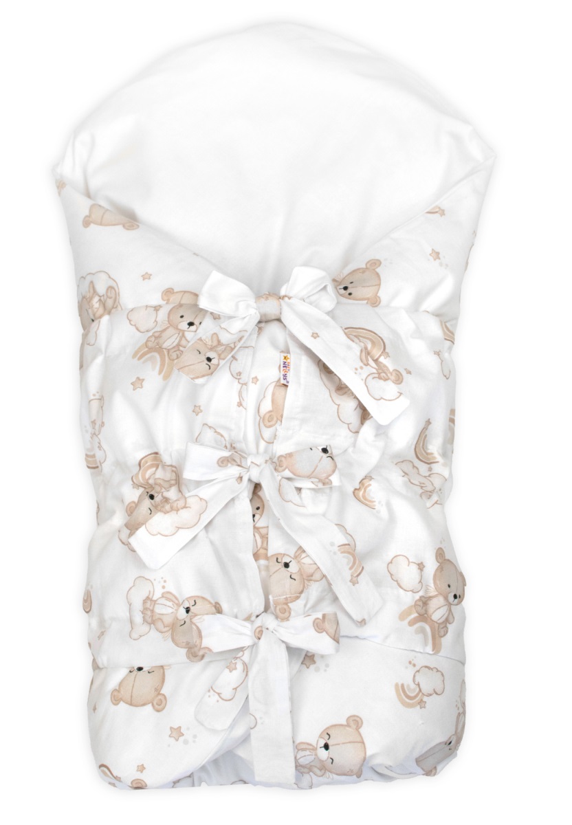 Obliečka, poťah bavlna na retro zavinovačku MAXI, 85x85cm Malý Medvedík - biela, béžová