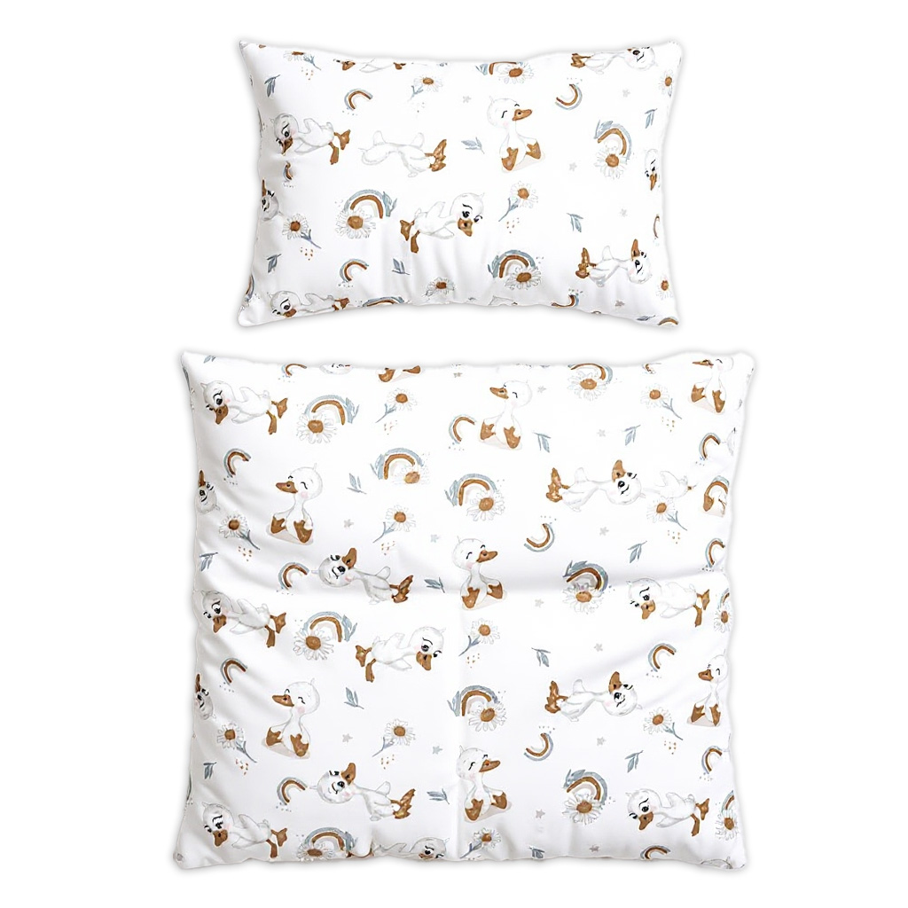 Obliečky do postieľky, 2D sada - Kačiatko, biela/béžová, 135x100