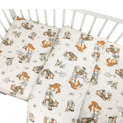 Obliečky do postieľky, bavlna, 2D sada, Friends time - latte, 135x100