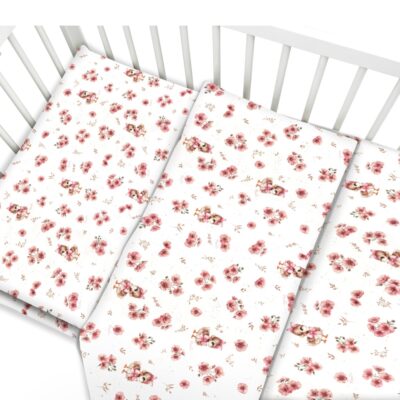 Obliečky do postieľky, bavlna, 2D sada, Kačičky - biela, púdrovo ružová, 135x100