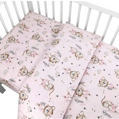 Obliečky do postieľky, bavlna, 2D sada, Little Balerina - ružová