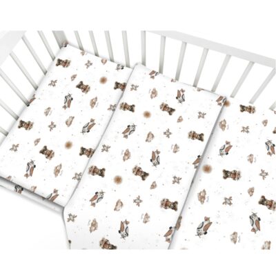 Obliečky do postieľky, bavlna, 2D sada, Méďa pilot - biela, béžová, 135x100