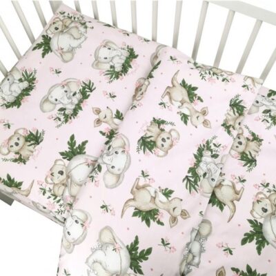 Obliečky do postieľky, bavlna, 2D sada, Skippy - ružová, 135 x 100