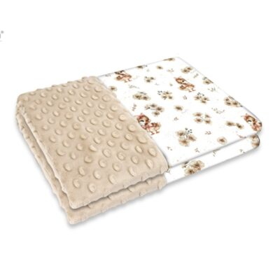 Obojstranná deka, Bavlna/Minky 100 x 75 cm, Kačičky - biela, béžová