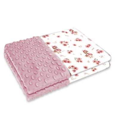 Obojstranná deka, Bavlna/Minky 100 x 75 cm, Kačičky - biela, malinová