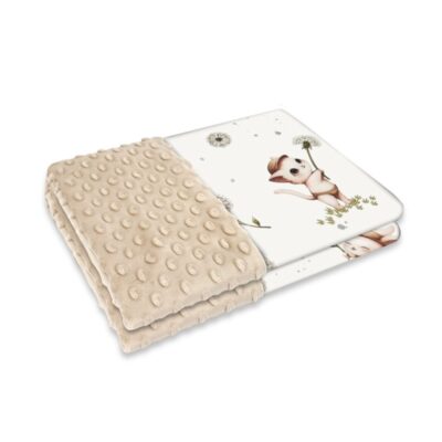 Obojstranná deka, Bavlna/Minky 100 x 75 cm, Kocúrik a púpava - biela