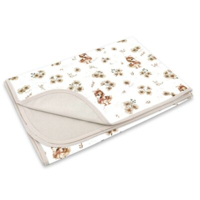 Obojstranná letná deka, bavlna + jersey 100x75cm, Kačičky - biela, béžová