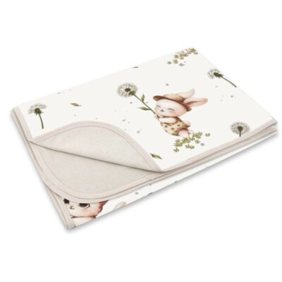 Obojstranná letná deka, bavlna + jersey 100x75cm, Kocúrik a púpava - biela, béžová